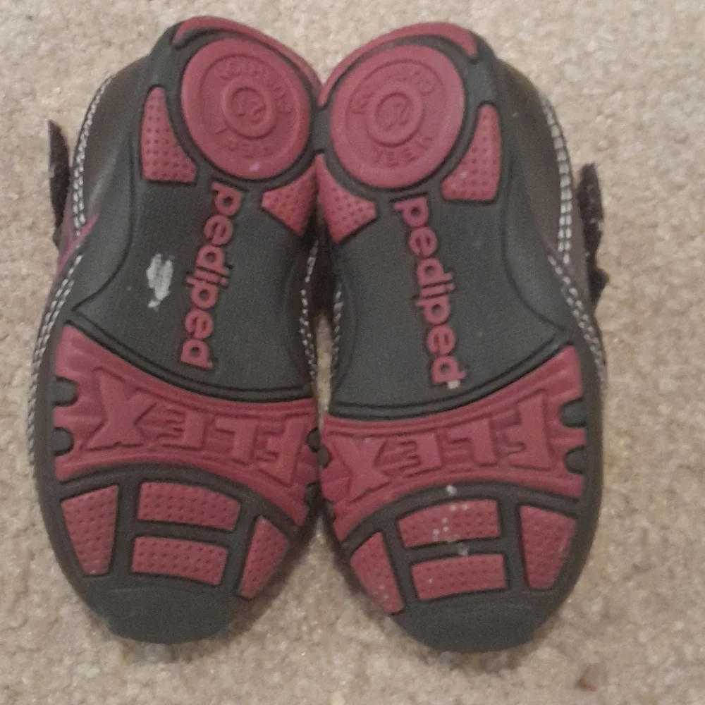 Pediped Brown and Pink Baby Shoes, Size 21